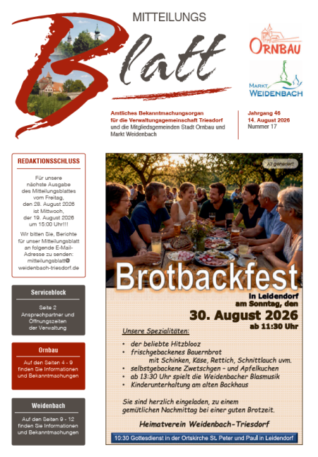 Mitteilungsblatt Nr. 17 vom 14.08.2026